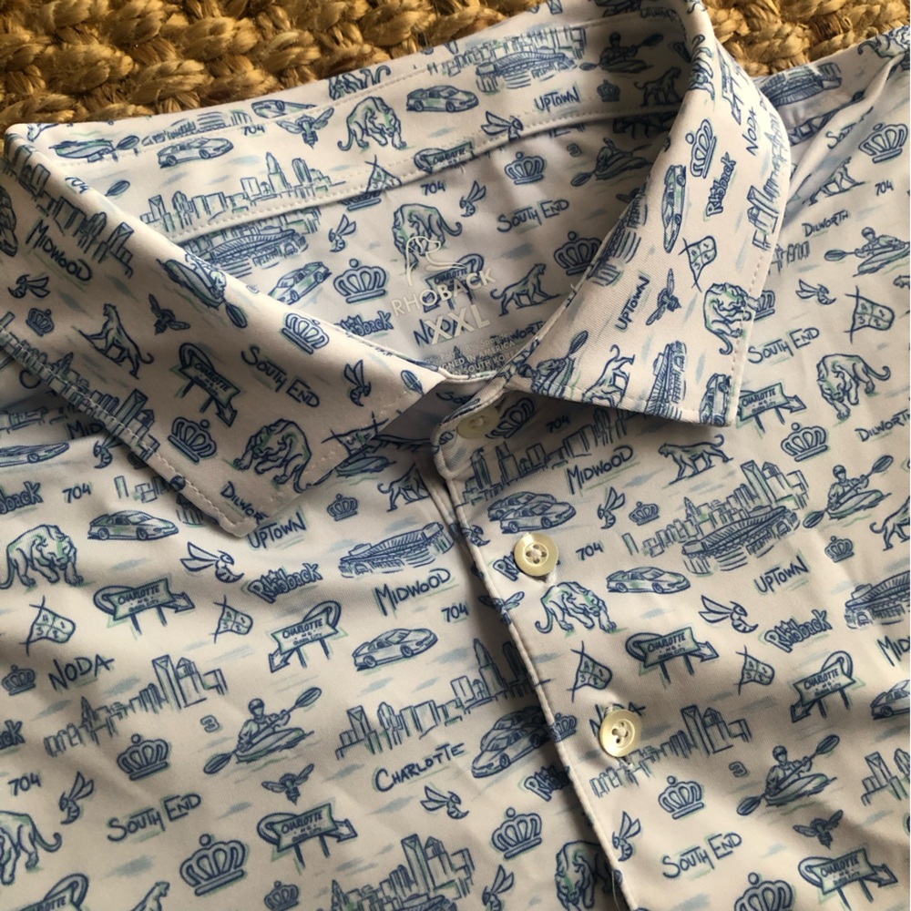New: Rhoback The Mint City. Short Sleeve Performance Polo. Charlotte. Size XXL